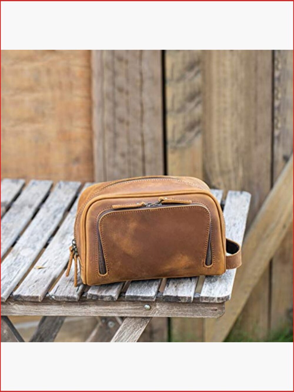 Vintage Full Grain Leather Dopp Kit Shaving Bag with YKK Zippers - Picture 2 of 7